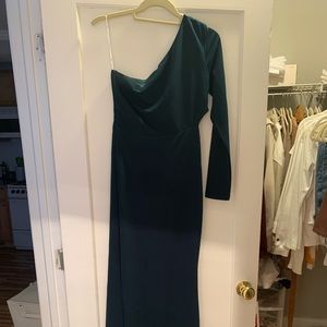 Green One Shoulder Long Sleeve Dress